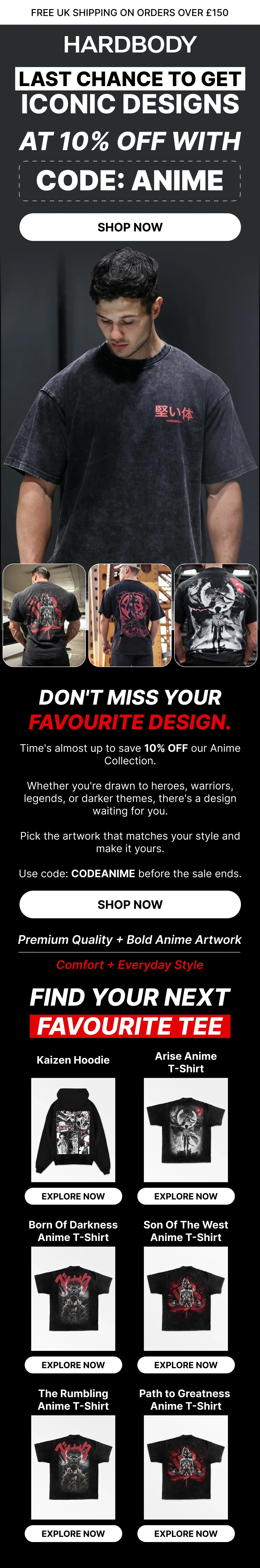 HardBody Anime collection sale email design
