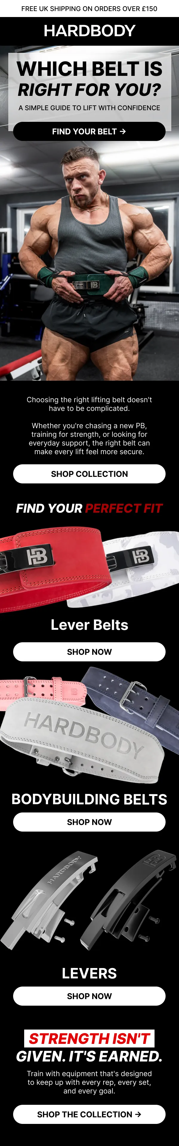 HardBody belt collection email design