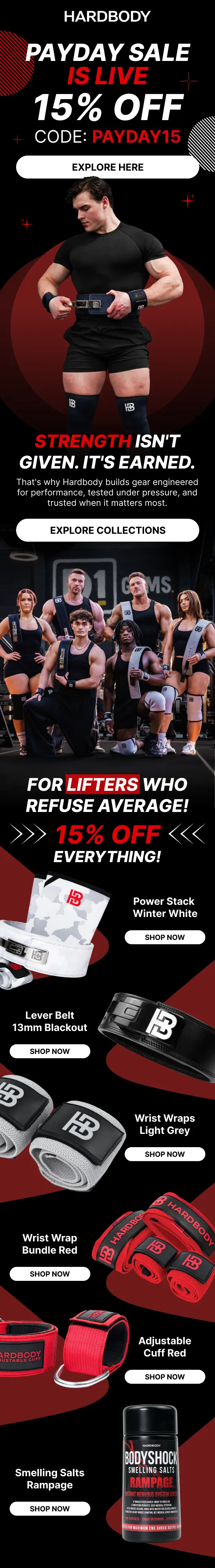 HardBody Payday Sale email design